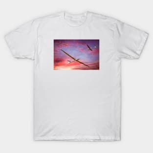 Three Gliders Over The Devil's Dyke At Sunset T-Shirt
